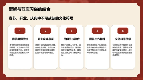 红色复古风醒狮精神与团队协作启示PPT模板