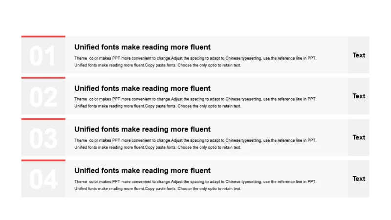 红色矩形线条扁平4项PPT列表