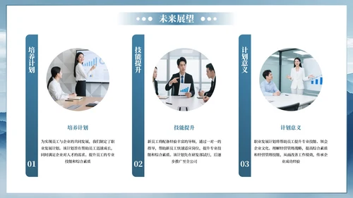 蓝色简约风工作结业报告PPT模板
