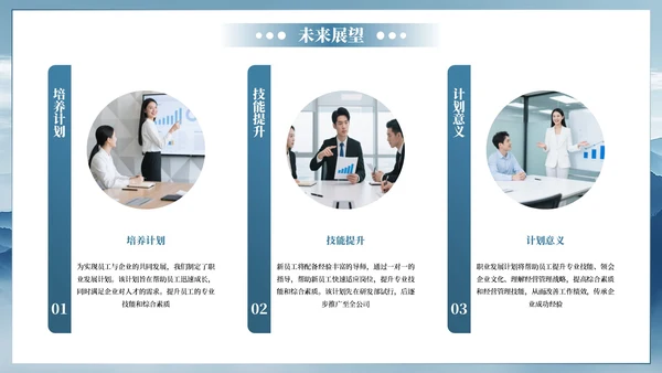 蓝色简约风工作结业报告PPT模板