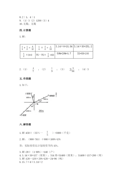 人教版六年级上册数学期末测试卷（夺分金卷）.docx