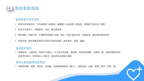 蓝色医疗卡通插画老年人常见急救措施动态PPT