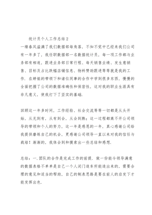 关于统计员个人工作总结合集.docx