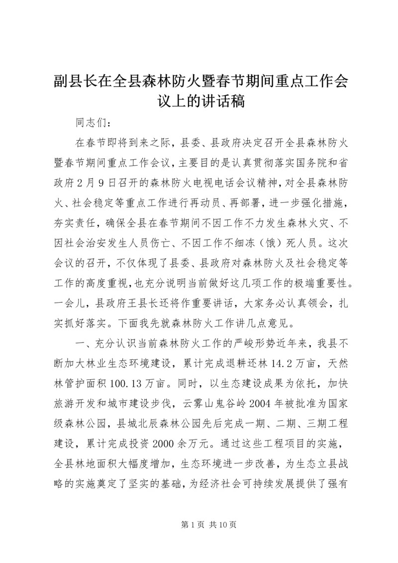 副县长在全县森林防火暨春节期间重点工作会议上的讲话稿.docx