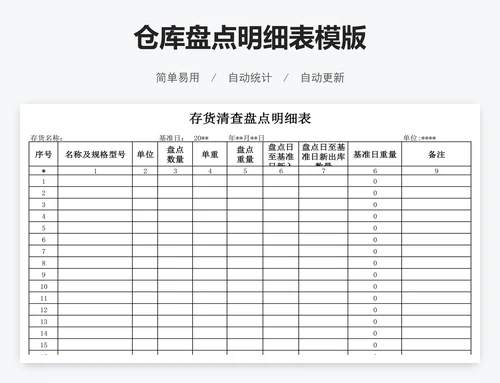 仓库盘点明细表模版