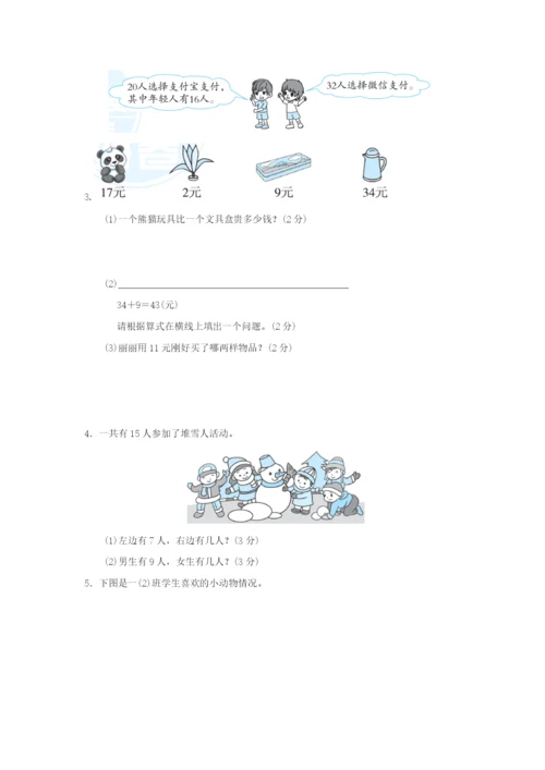 2022一年级数学下学期期末模拟卷（三） 新人教版.docx