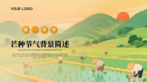 橙色古风二十四节气芒种节气PPT模板