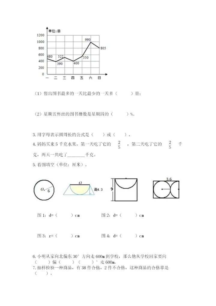人教版六年级上册数学期末测试卷及参考答案【培优b卷】.docx