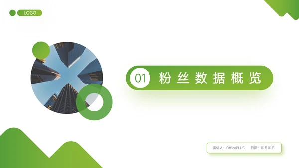 绿色渐变实用新媒体运营报告PPT模板