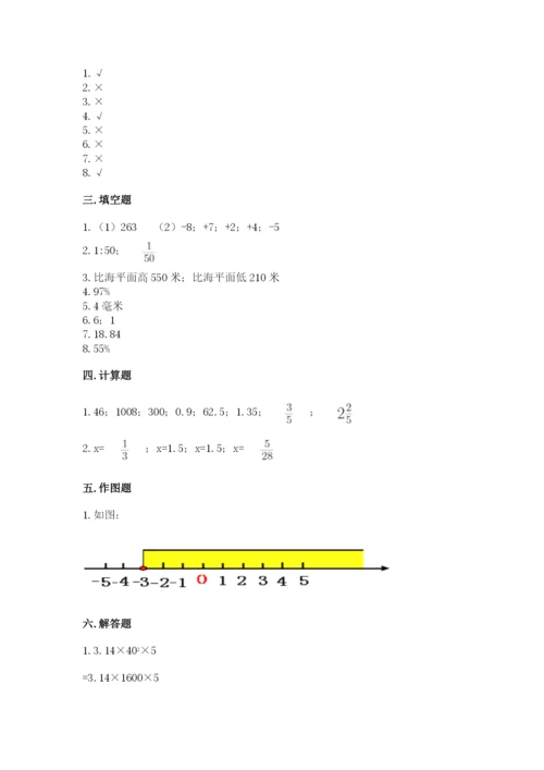 小学六年级下册数学期末卷附解析答案.docx