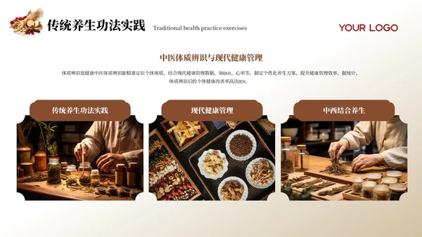黄色中国风健康养生PPT模板