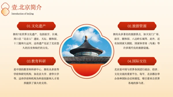 橙色中国风北京城市旅游文化介绍PPT