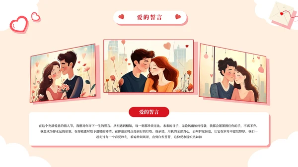 插画可爱风浪漫情人节活动策划PPT模板