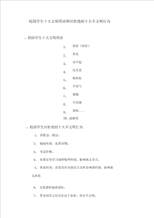 学生校园文明行为规范及处理办法