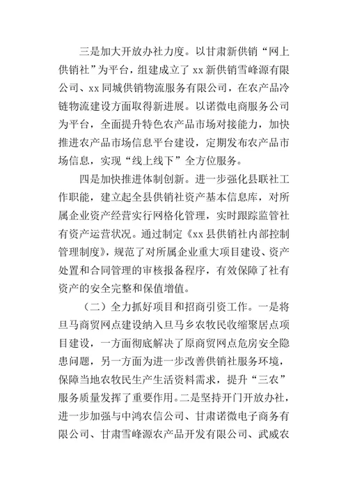 供销社党总支XX年度党建工作经验汇报材料