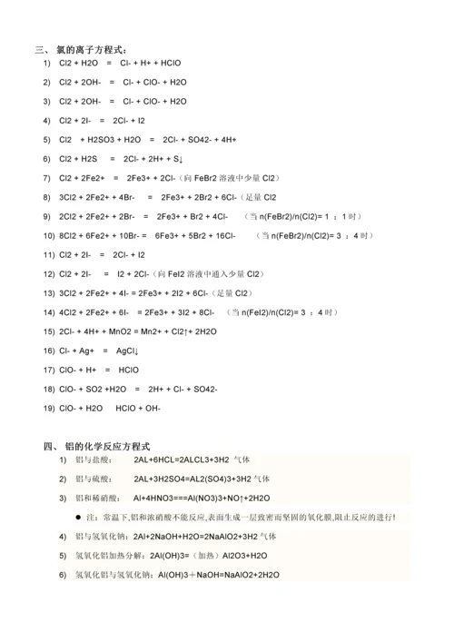 高中化学方程式大全(看完高考绝对给力).docx