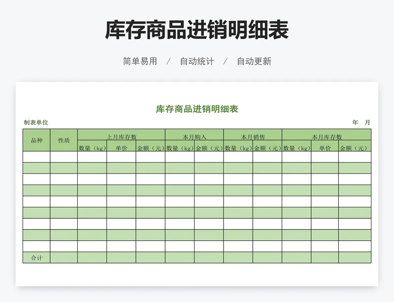 库存商品进销明细表