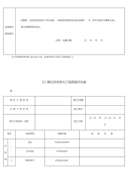 给水排水构筑物工程施工与验收规范质量评定表