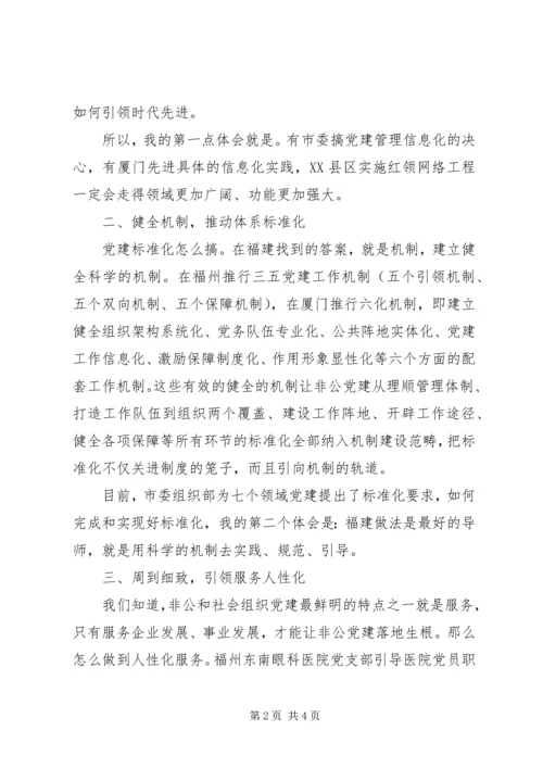 赴XX省考察学习非公和社会组织党建体会.docx