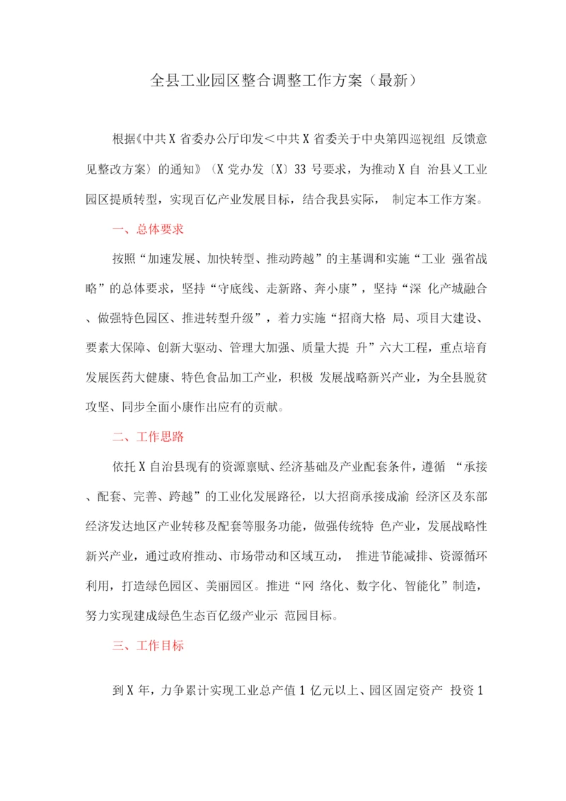 全县工业园区整合调整工作方案.docx