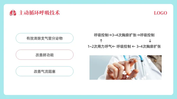 粉蓝简约肺康复训练PPT模板宣传PPT动态PPT肺结核肺结节