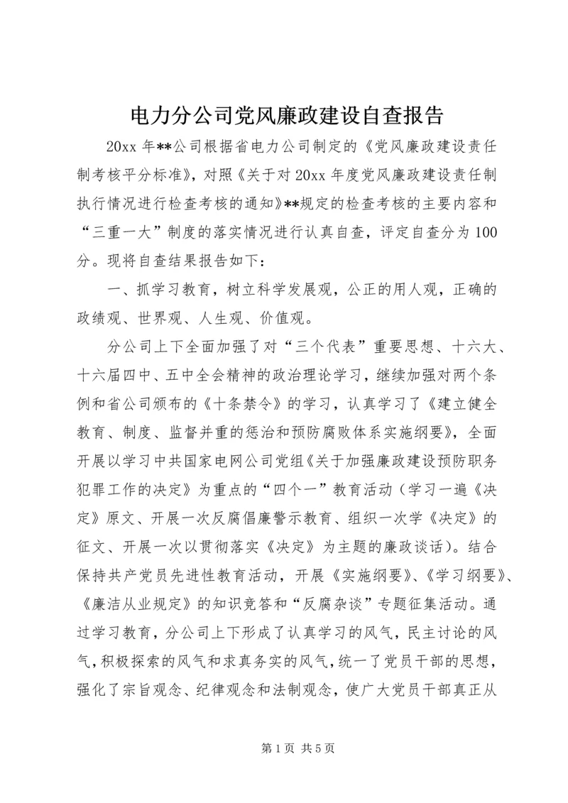 电力分公司党风廉政建设自查报告 (5).docx