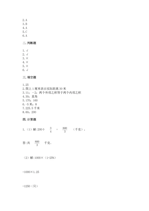 人教版六年级下册数学期末测试卷【真题汇编】.docx
