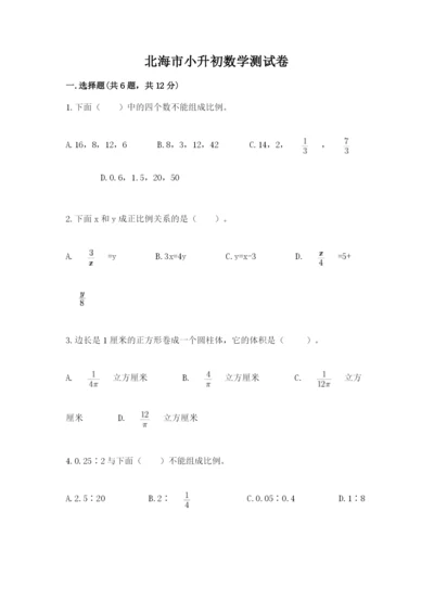北海市小升初数学测试卷一套.docx