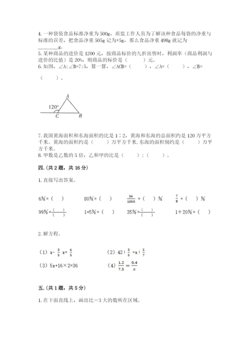 小学六年级数学期末自测题（培优a卷）.docx