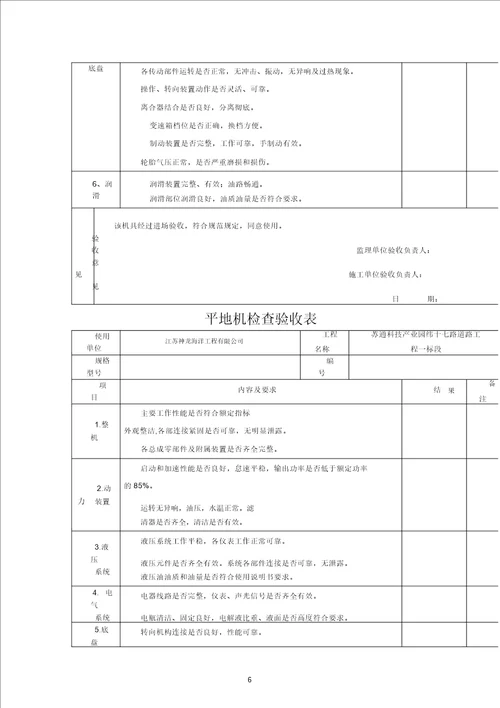 机械设备进场检查验收表格范例