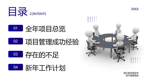 3D商务元素简约项目经理年终总结汇报PPT模板