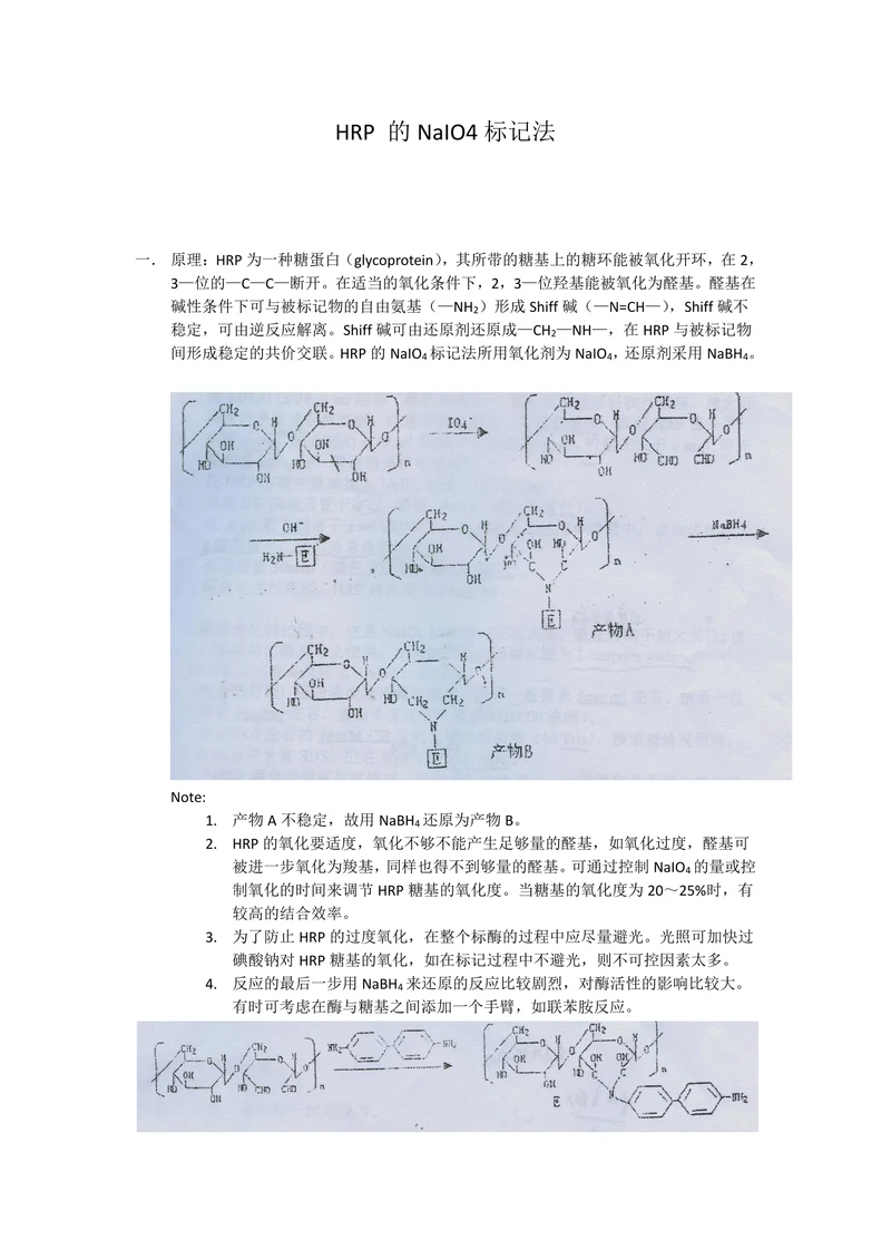 HRP 的NaIO4标记法