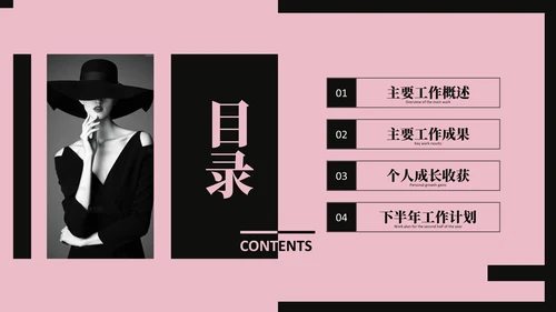 粉色欧美风目录页PPT版式合集