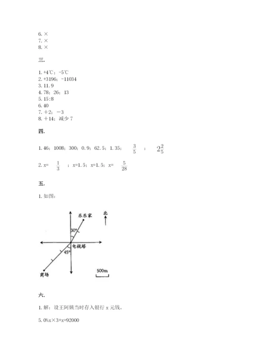 小学六年级升初中模拟试卷及参考答案（研优卷）.docx