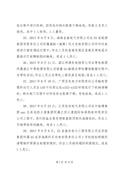 全国电力安全生产事故统计20XX年.docx