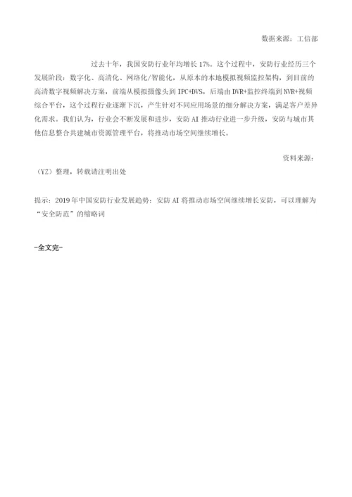 中国安防行业发展趋势：安防AI将推动市场空间继续增长.docx