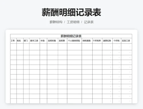 薪酬明细记录表