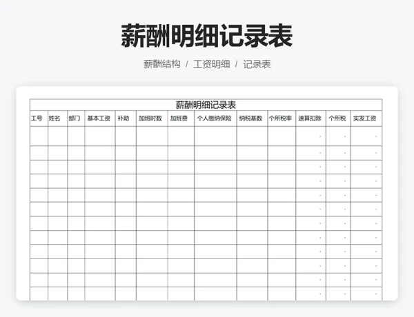 薪酬明细记录表