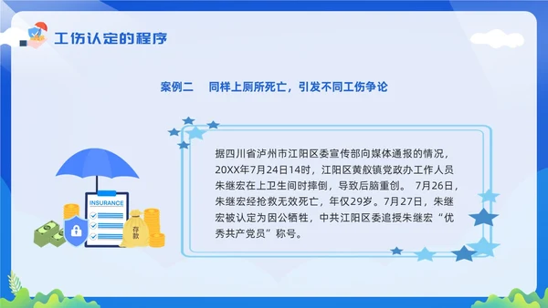黄蓝简约工伤保险及处理流程PPT模板宣传PPT动态PPT