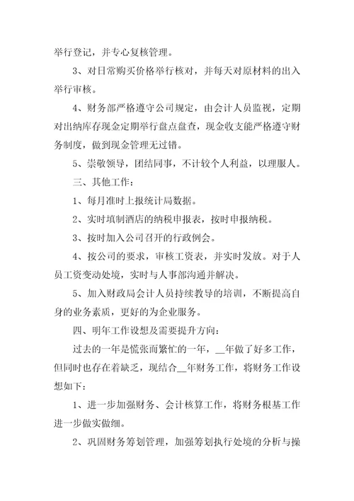 餐饮酒店财务工作总结报告