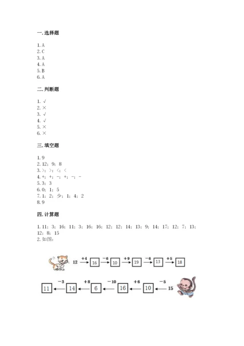 人教版一年级上册数学期末测试卷【培优b卷】.docx