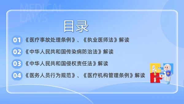 蓝色简约医院法律法规培训PPT课件