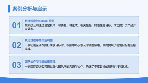 蓝色商务风季度目标设定与执行方案PPT模板