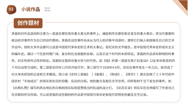 茅盾文学小说作家名人人物介绍PPT模板