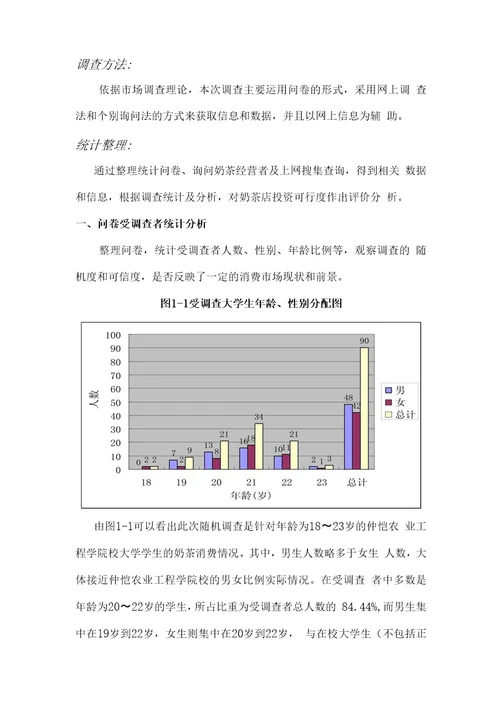 奶茶店市场问卷调查统计小组报告