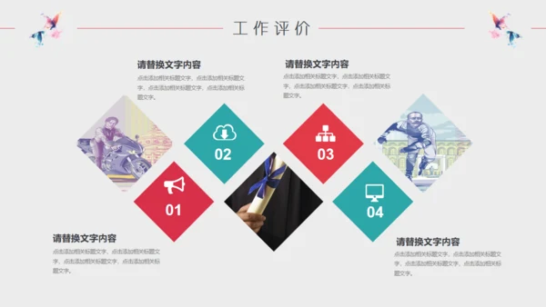 2019高清水彩蝴蝶业绩汇报通用PPT模版