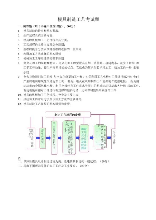 模具制造工艺考试题