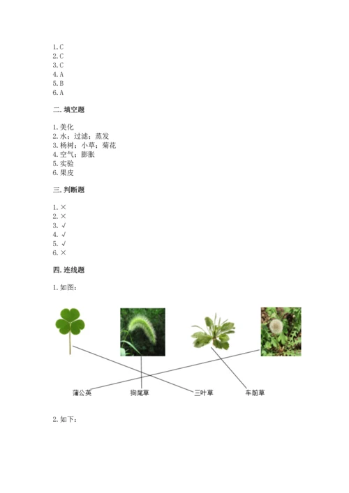 教科版科学一年级上册第一单元《植物》测试卷及答案（各地真题）.docx