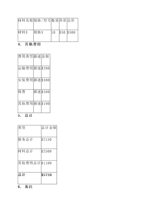 价格表pdf报价单