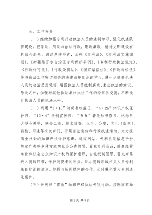 市知识产权局XX年专利行政执法工作计划 (3).docx